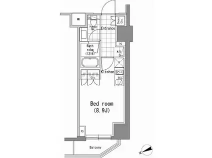 パークハビオ新橋(ワンルーム/9階)の間取り写真