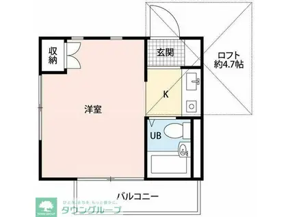 ハイツひばりヶ丘(ワンルーム/2階)の間取り写真