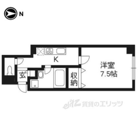 プリオーレ衣笠(ワンルーム/B1階)の間取り写真