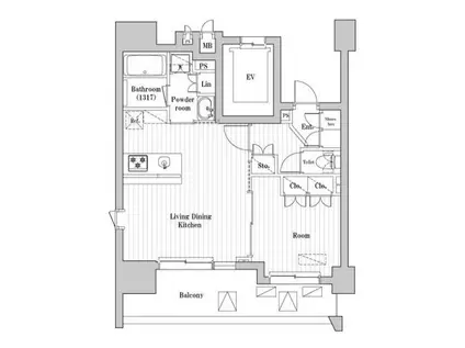 アークマーク大森町アジールコート(1LDK/12階)の間取り写真