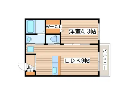 サンシャイン(1LDK/2階)の間取り写真