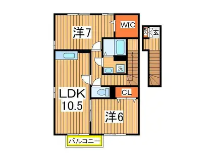 シャルマンおおたかの森(2LDK/2階)の間取り写真