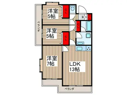 志木アーバンハイツ(3LDK/3階)の間取り写真