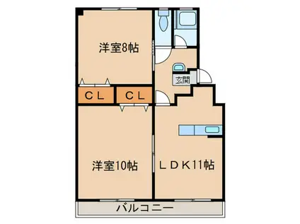 カトウハイツ(2LDK/1階)の間取り写真