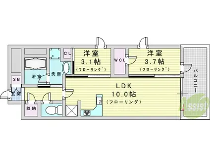 リビオメゾン新大阪(2LDK/7階)の間取り写真
