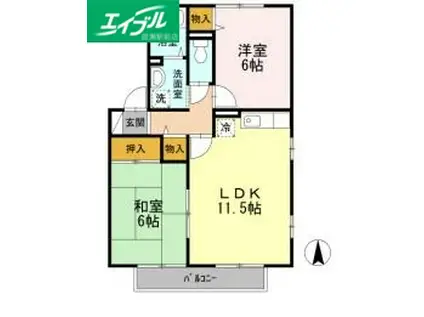 アリッサム21 A棟(2LDK/2階)の間取り写真