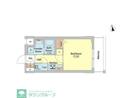 SAION町屋(1K/15階)の間取り写真