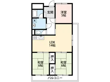 エルハイム岡崎(3LDK/5階)の間取り写真