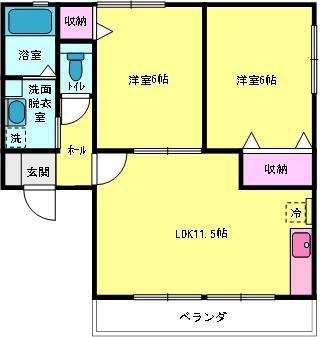 開出オアゾ(2LDK/1階)の間取り写真
