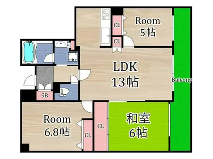 ダイアパレス京橋(3LDK/6階)の間取り写真
