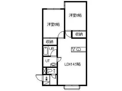 リヴァージュ豊岡(2LDK/2階)の間取り写真
