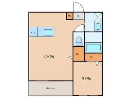 RADICA(1LDK/1階)の間取り写真