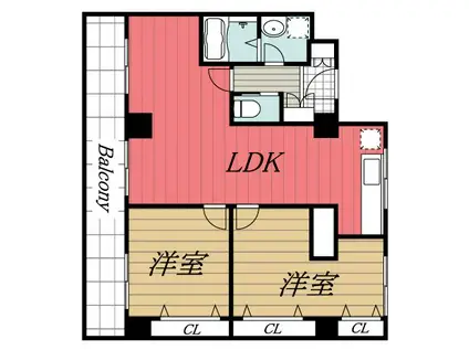 フェリス辰巳台(2LDK/2階)の間取り写真