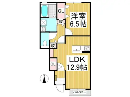 ラ・フェリーチェ(1LDK/1階)の間取り写真