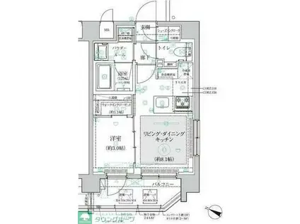 ヴァースクレイシア三鷹(1K/5階)の間取り写真