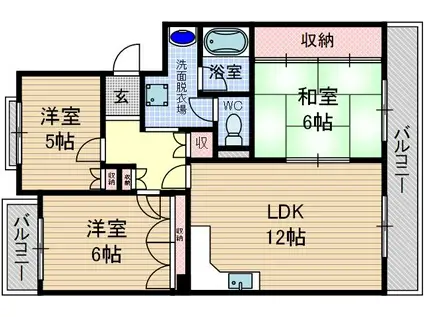 ハイツライラック(3LDK/1階)の間取り写真