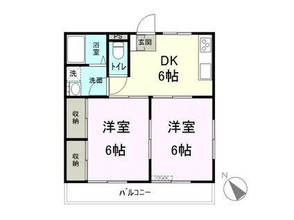 メゾンアベニュー(2DK/2階)の間取り写真