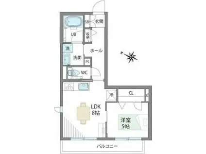 SUN LUCEII(1LDK/1階)の間取り写真