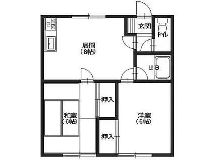 コーポスマイルII(2DK/1階)の間取り写真