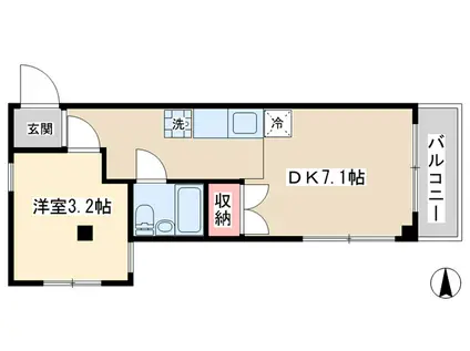 ヴァンハイツ(1DK/3階)の間取り写真