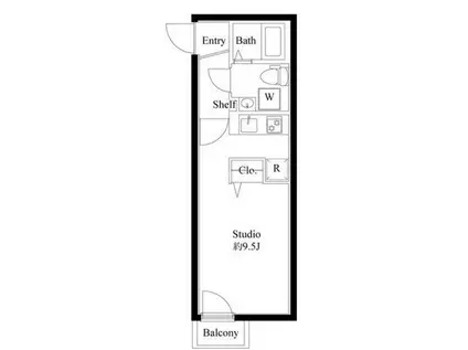 プロスパー飯田橋(ワンルーム/1階)の間取り写真