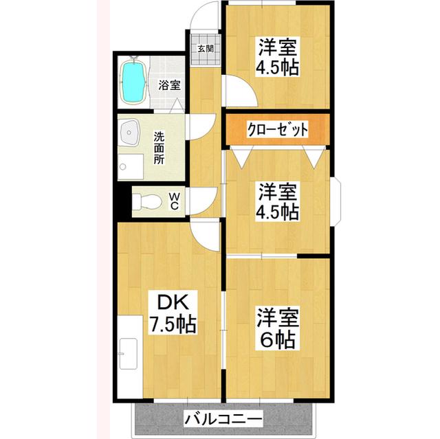 サンフル真鍋(3DK/3階)の間取り写真