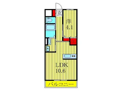 メルヴェール エスト(1LDK/1階)の間取り写真