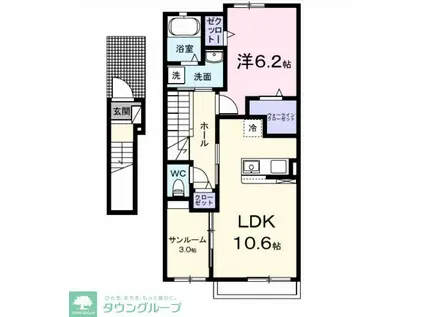 カーサ アバンツァート(1LDK/2階)の間取り写真