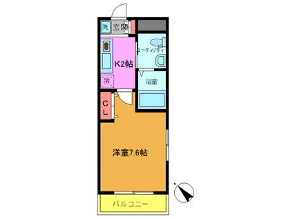 テラス・トモ(1K/2階)の間取り写真