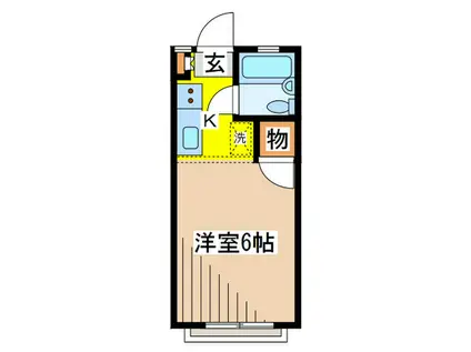 シルクハイム岩崎B(1K/1階)の間取り写真