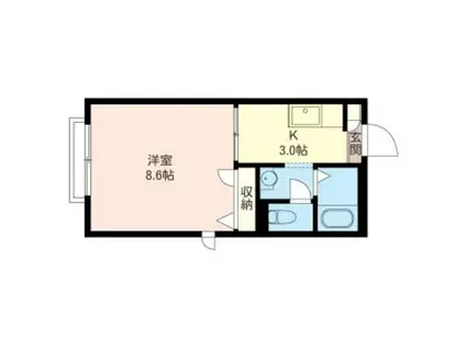 ウエストヴィラ(1K/2階)の間取り写真