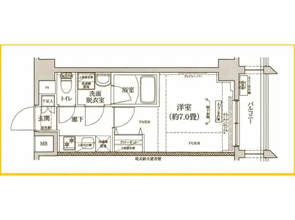 アイルグランデ横浜サウス(1K/2階)の間取り写真