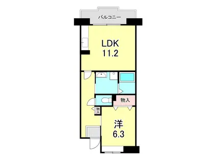 UR西宮マリナパークシティ丘のある街7号棟(1LDK/12階)の間取り写真