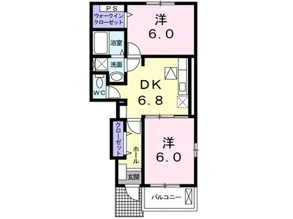 アルカンシェルA(2DK/1階)の間取り写真