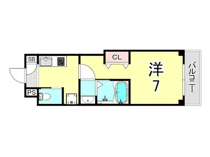 イープレイス武庫之荘(1K/2階)の間取り写真