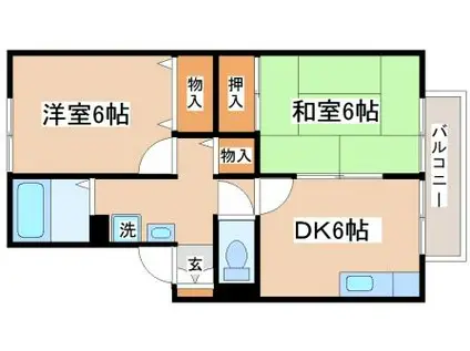 エクセレント松下B棟(2DK/1階)の間取り写真