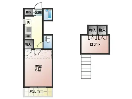 サンライフ荻原12号棟(1K/2階)の間取り写真
