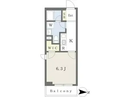 ルミナス駒場(1K/2階)の間取り写真