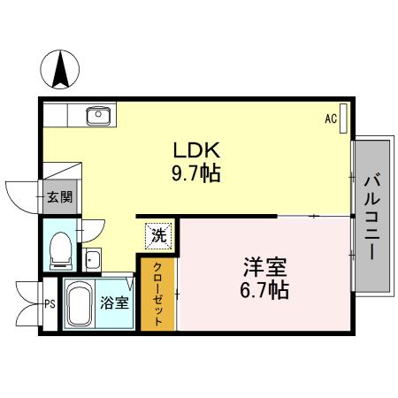 松下ハイツ(1LDK/2階)の間取り写真
