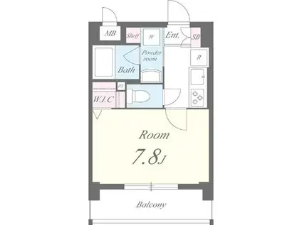 クレセント馬部(1K/2階)の間取り写真