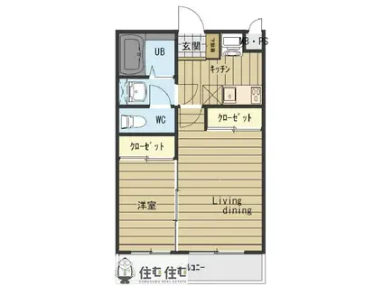 プランドール柿本(1SK/3階)の間取り写真