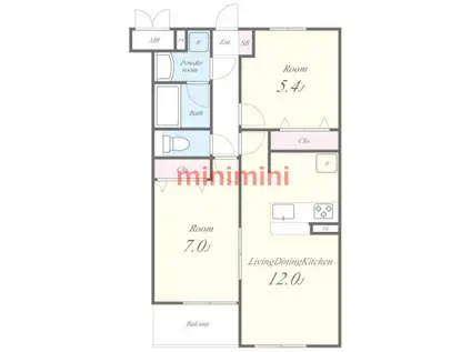 ル・コンフリエ(2LDK/2階)の間取り写真