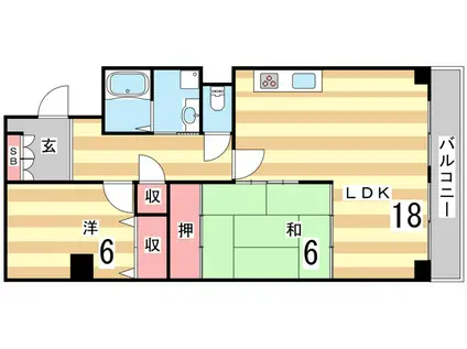 シャンボール三宮(2LDK/5階)の間取り写真