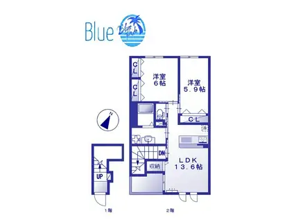 マノワールI(2LDK/1階)の間取り写真