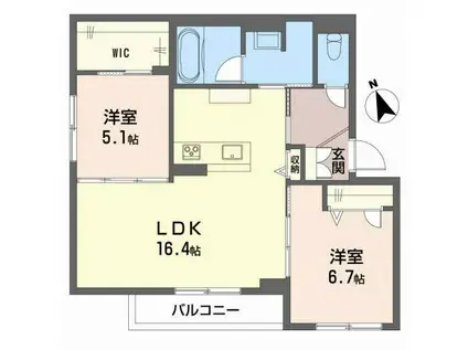 ベレオ アトリ(2LDK/2階)の間取り写真