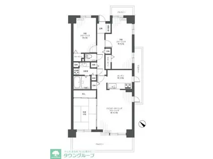 ビーコンヒル能見台センターヒルD棟(3LDK/9階)の間取り写真