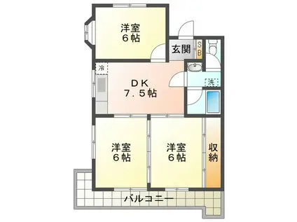 ハイツサイキ(3DK/4階)の間取り写真