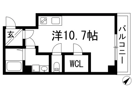 エレガンテ宝塚(ワンルーム/3階)の間取り写真