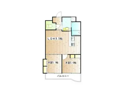 ギャラン井堀(2LDK/9階)の間取り写真