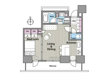 パークコート乃木坂ザタワー(1LDK/5階)の間取り写真